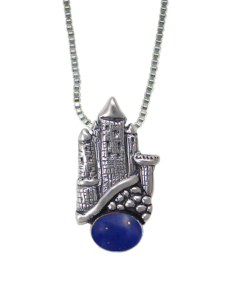 Sterling Silver Castle Pendant With the Clouds And Lapis Lazuli